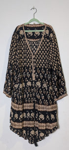 SPELL Floral Print Tunic Dress Black Beige Size L - Image 4