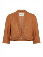 Scanlan & Theodore Leather Ruffle Bolero Jacket Tan - Image 1