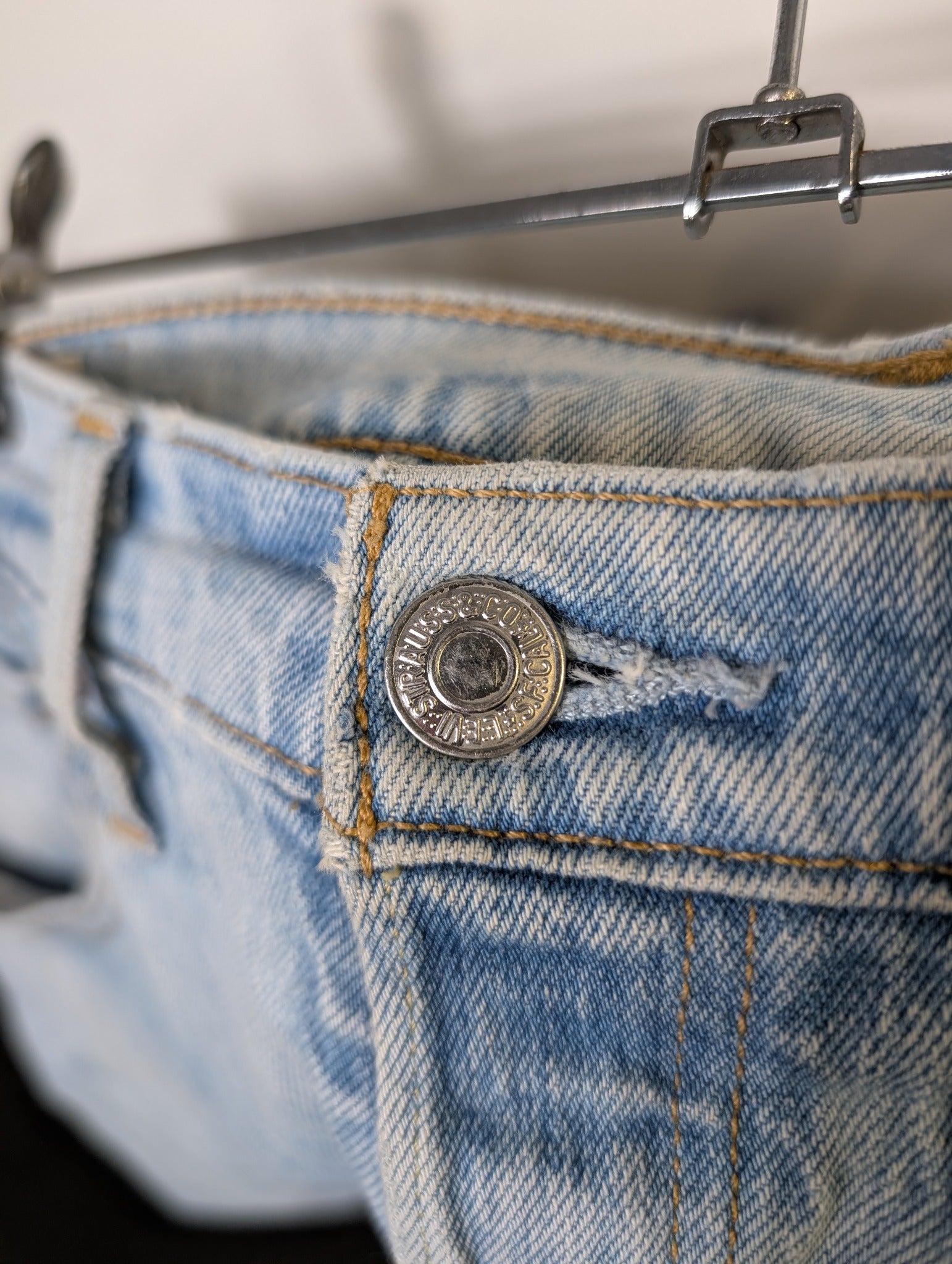 Levi's 501 Original Fit Distressed Light Wash Jeans Size S - Image 2