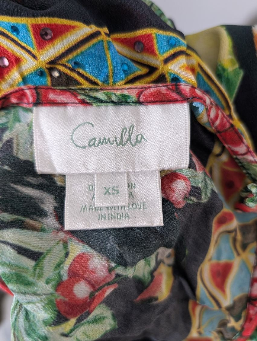 Camilla Parrot and Fruit Print Silk Maxi Dress with Crystal Embellishments - Image 10