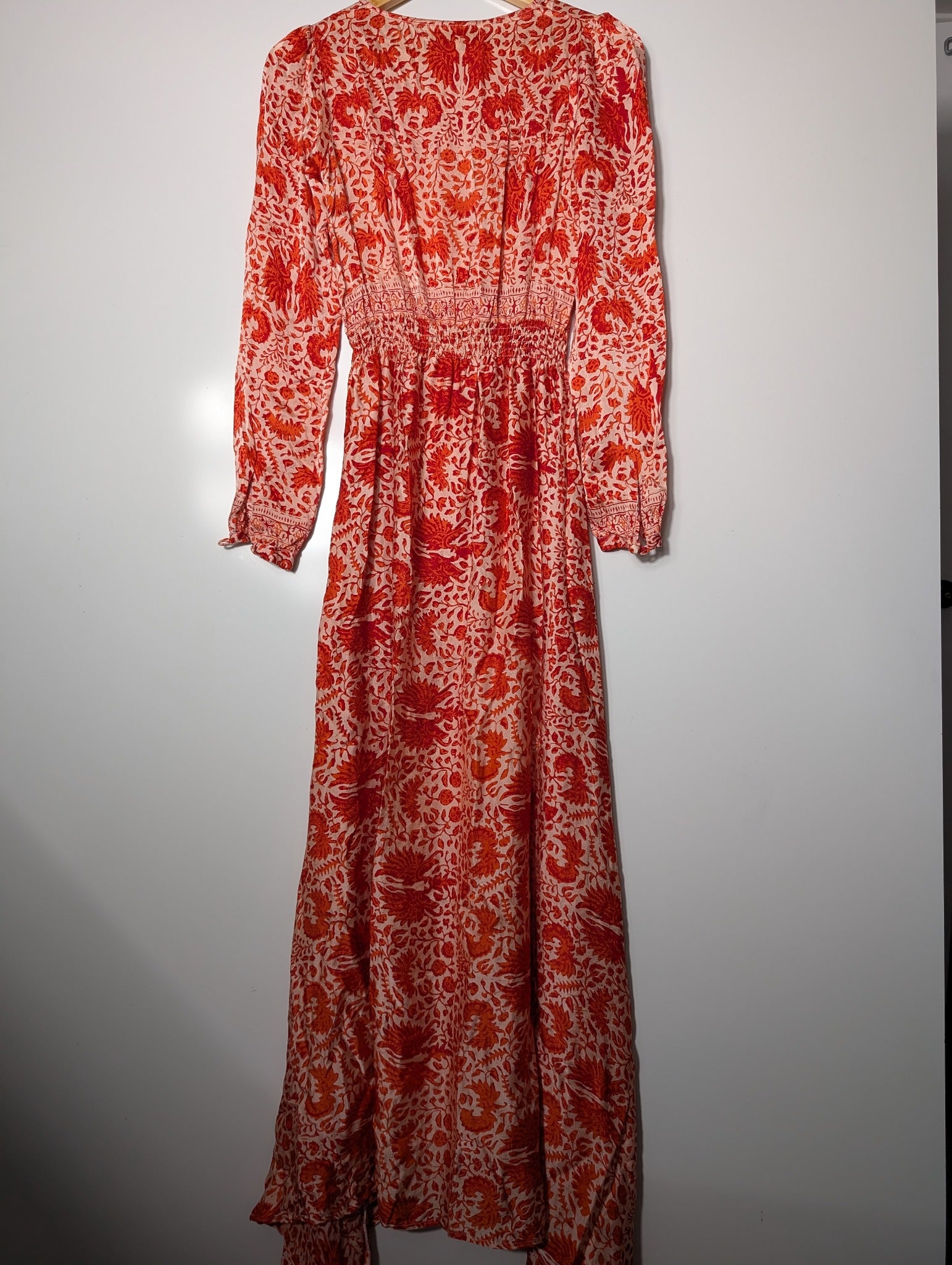Natalie Martin Silk Floral Maxi Dress Sunset Orange XS/S - Image 4