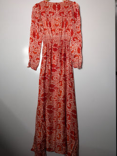 Natalie Martin Silk Floral Maxi Dress Sunset Orange XS/S - Image 4