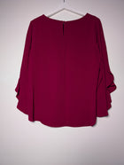 Anthea Crawford Ruffle Sleeve Blouse Burgundy Size 16 - Image 4