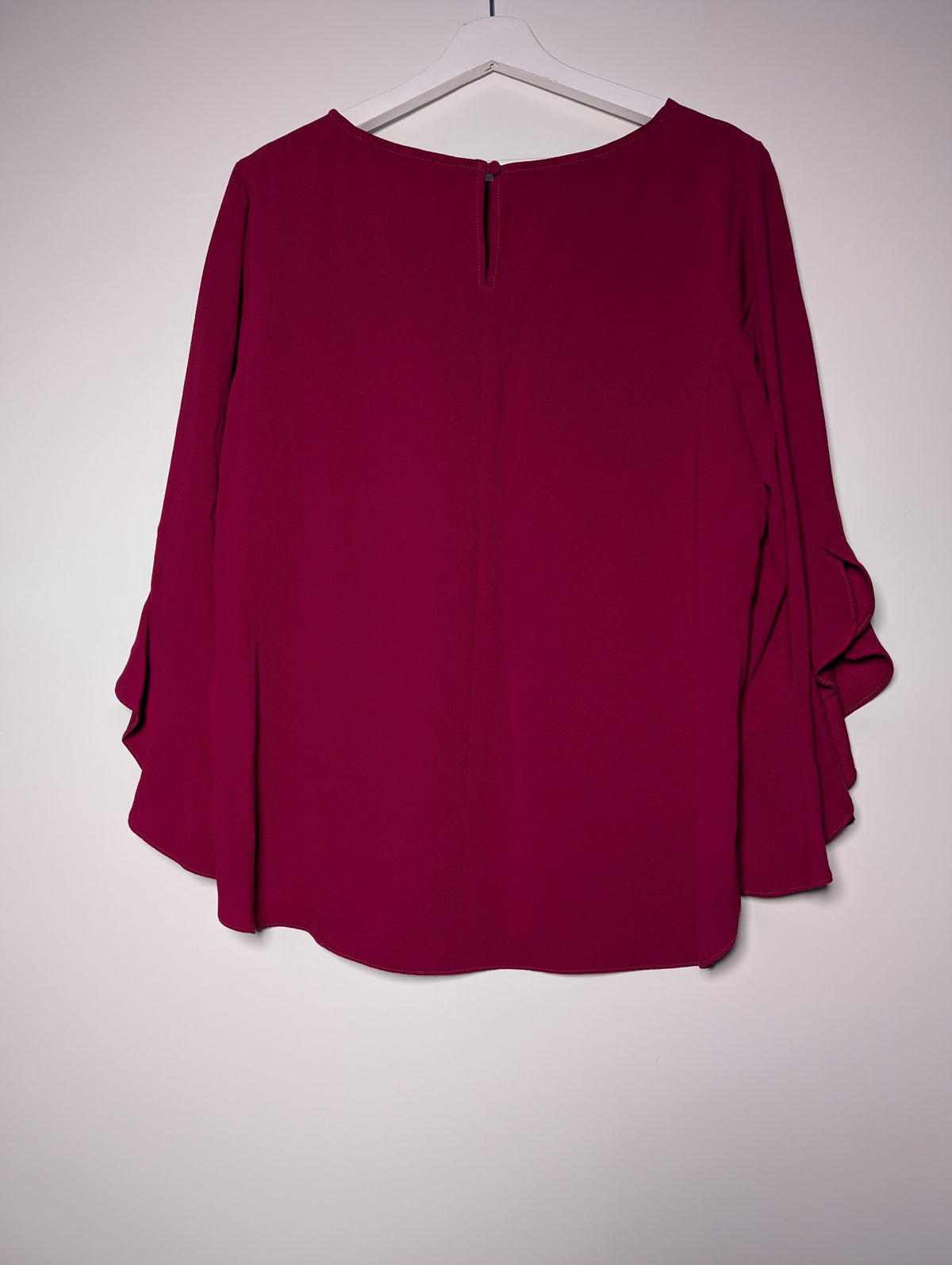 Anthea Crawford Ruffle Sleeve Blouse Burgundy Size 16 - Image 4