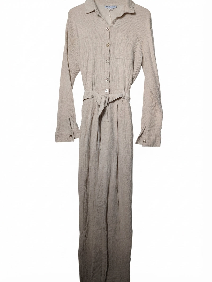 Maurie + Eve Long Sleeve Button-Up Jumpsuit Fawn AU 12 - Image 1