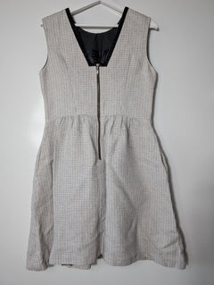 Cue Sleeveless Textured Fit and Flare Dress Grey Women's AU 12 - Image 3