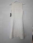 Line Textured V-Neck Fit and Flare Dress White Size M - Image 4