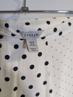 Jigsaw Polka Dot Viscose Midi Skirt Cream & Black UK 10 - Image 5