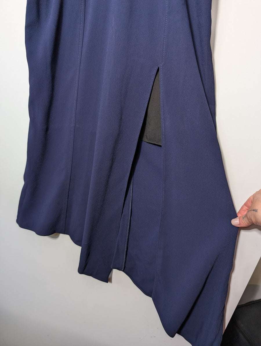 Ginger & Smart Asymmetrical Cape Dress Navy Blue Size:8 - Image 3