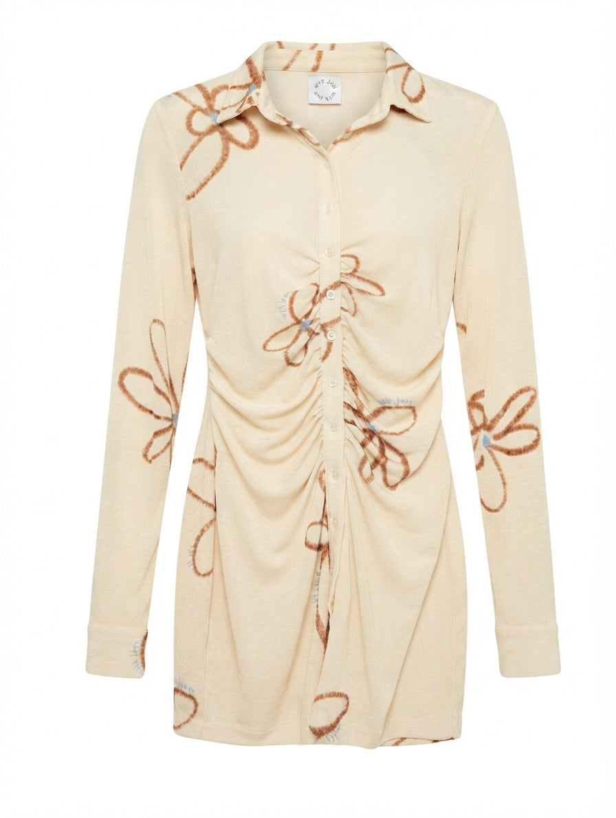 One Little Day Knit Dress Cream Floral Detail One Size - Image 1