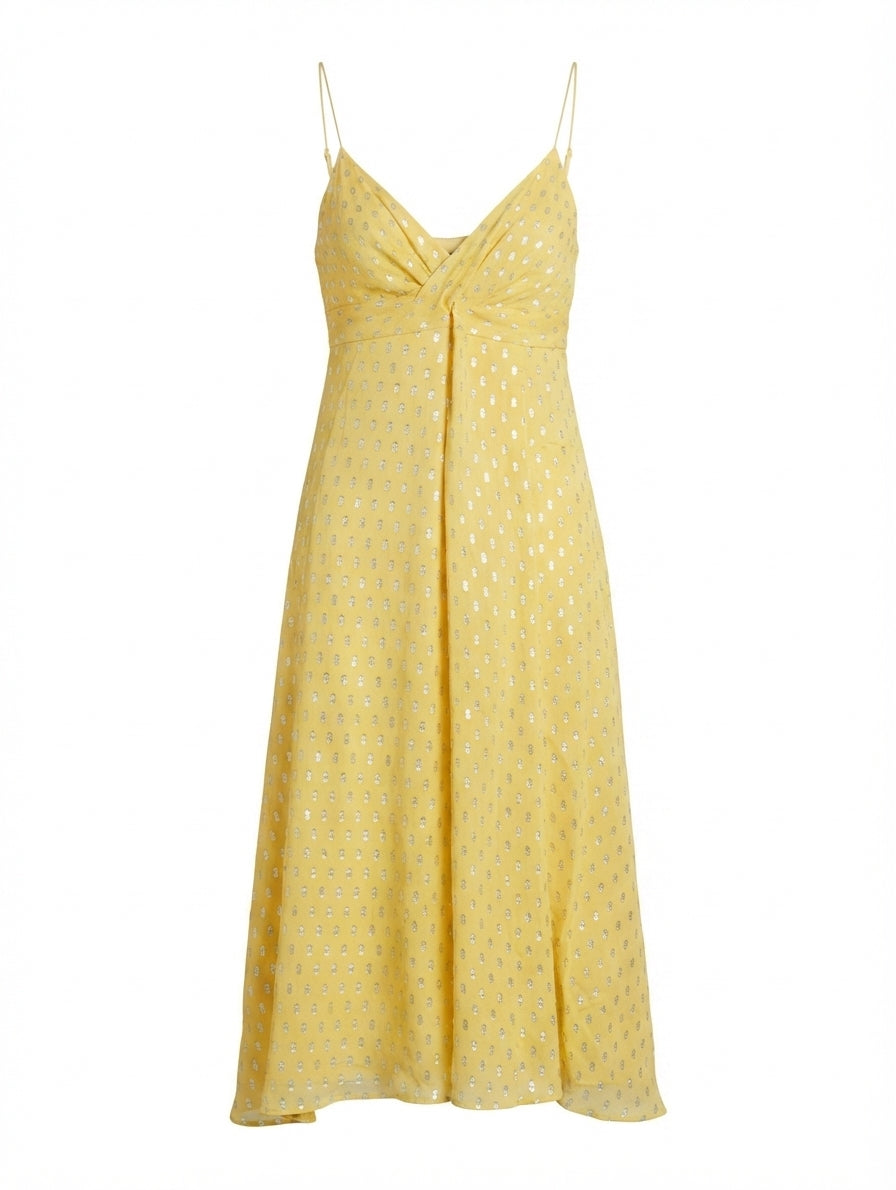 Camilla and Marc Metallic Dot Midi Dress Yellow Size 10 - Image 1