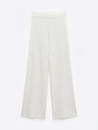Zara Knit Ribbed Wide Leg Pants White Size M - Image 1