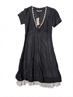Blumarine Black Dress with Lace Trim and Petticoat Hem IT 42 - Image 1