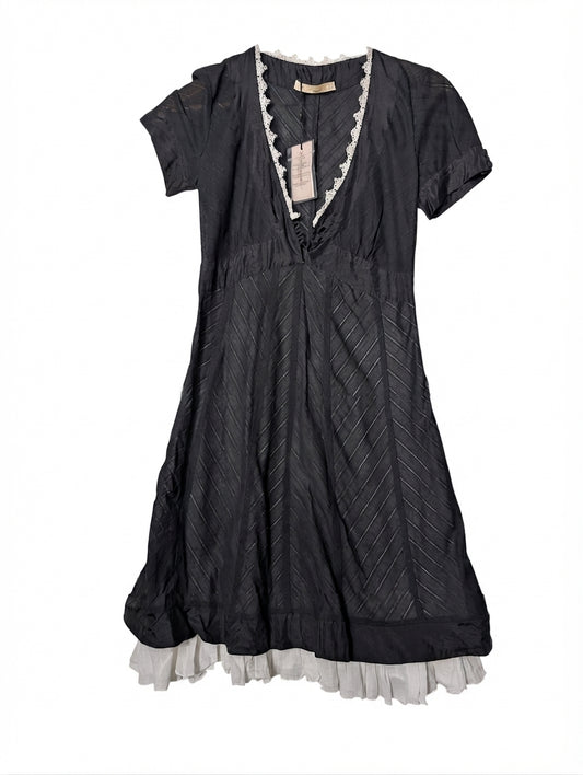 Blumarine Black Dress with Lace Trim and Petticoat Hem IT 42 - Image 1