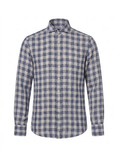 Suitsupply Men's Blue and White Check Pure Linen Shirt Size 37 / 14.5 - Image 1