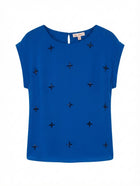 Diana Ferrari Embellished Blouse Royal Blue Women's Size 16 - Image 1