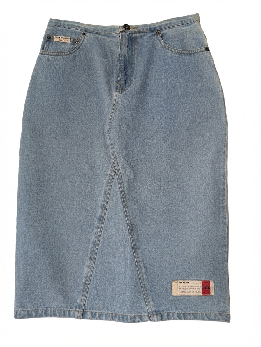 Hot Buttered Vintage Denim Skirt Light Wash Size 8 - Image 1