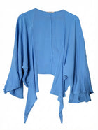 Sheike Bell Sleeve Tie Front Bolero Shrug Blue Size 8 - Image 1