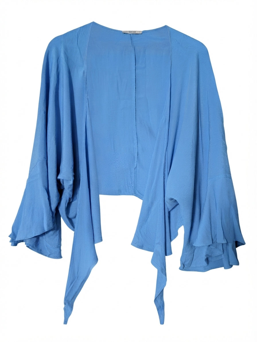 Sheike Bell Sleeve Tie Front Bolero Shrug Blue Size 8 - Image 1