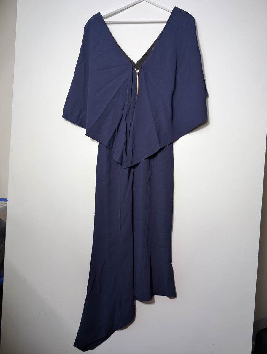 Ginger & Smart Asymmetrical Cape Dress Navy Blue Size:8 - Image 4