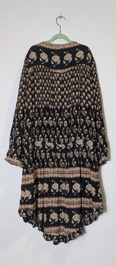 SPELL Floral Print Tunic Dress Black Beige Size L - Image 6