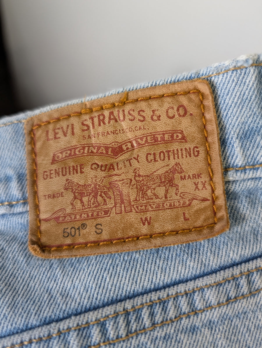 Levi's 501 Original Fit Distressed Light Wash Jeans Size S - Image 4