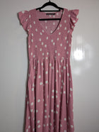 Mister Zimi Polka Dot Smocked Maxi Dress Pink Size 8 - Image 2