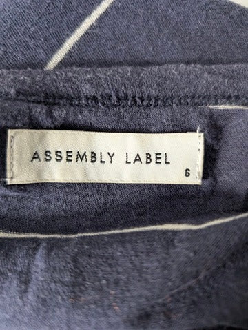 Assembly Label Long Sleeve Striped T-Shirt Dress Navy White Size 6 - Image 7