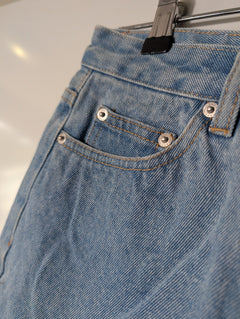 Insight Denim Mini Skirt Blue Raw Hem Size 8 - Image 3