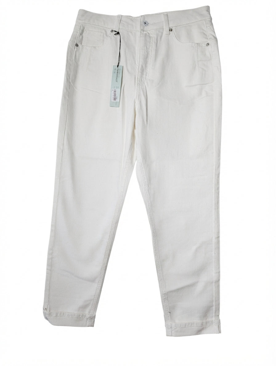 River Island High Waisted Mom Jeans White UK 14R - Image 1