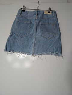 Insight Denim Mini Skirt Blue Raw Hem Size 8 - Image 4
