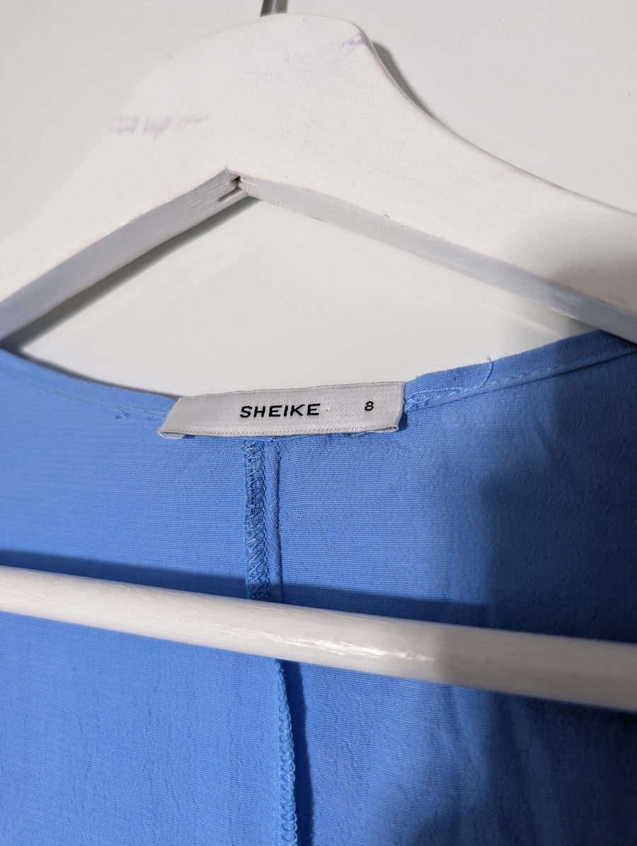 Sheike Bell Sleeve Tie Front Bolero Shrug Blue Size 8 - Image 4