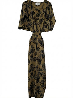 Notes du Nord Floral Cutout Midi Dress Olive Green Size 36 - Image 1