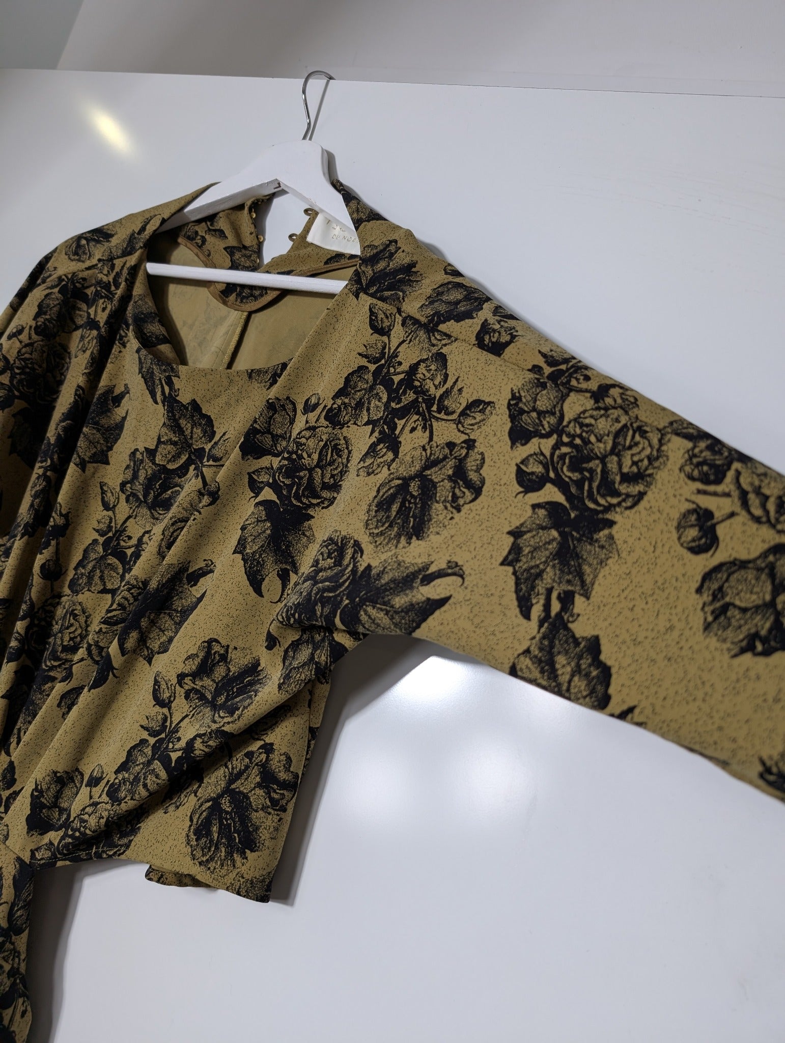Notes du Nord Floral Cutout Midi Dress Olive Green Size 36 - Image 2