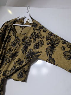 Notes du Nord Floral Cutout Midi Dress Olive Green Size 36 - Image 2