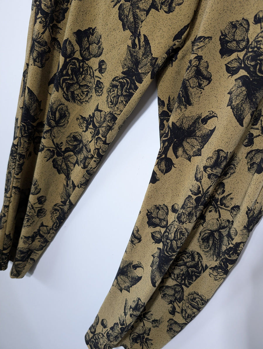 Notes du Nord Floral Cutout Midi Dress Olive Green Size 36 - Image 4