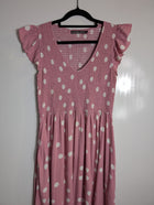 Mister Zimi Polka Dot Smocked Maxi Dress Pink Size 8 - Image 3