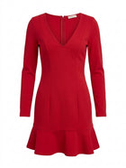 Kookai Long Sleeve V-Neck Mini Dress Red Size 34 - Image 1