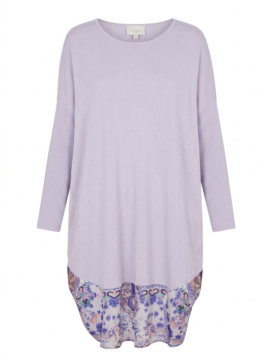 Camilla Australia Lavender Knit & Silk Floral Embellished Tunic - OS - Image 1