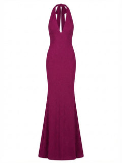 Nookie Glitter Halter Neck Maxi Dress Magenta Size S - Image 1