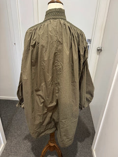 Lee Mathews Olive Green Smocked Waist Midi Dress - Image 3