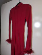 Runaway The Label Feather Trim Maxi Dress Red Size S - Image 3