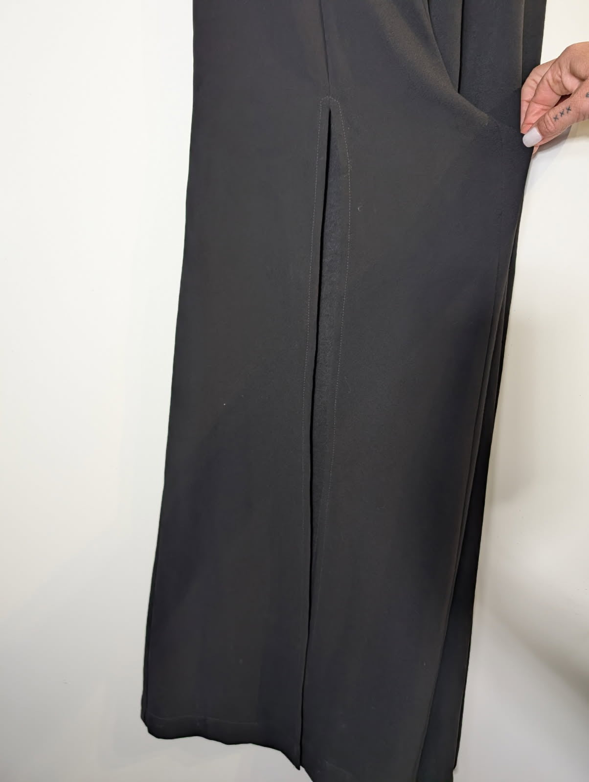 Ginger & Smart Black Strapless Wide-Leg Jumpsuit with Front Slits - Image 4