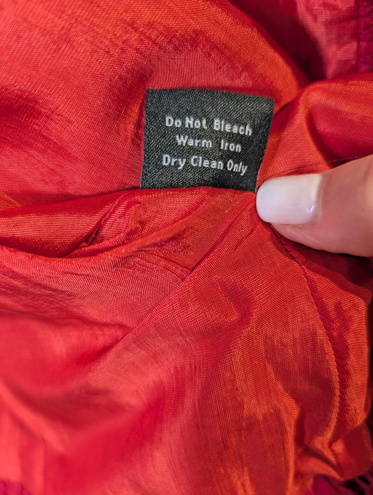 Sarissa Red Silk Ruffled Trim Jacket - Women's Size XL - Image 4