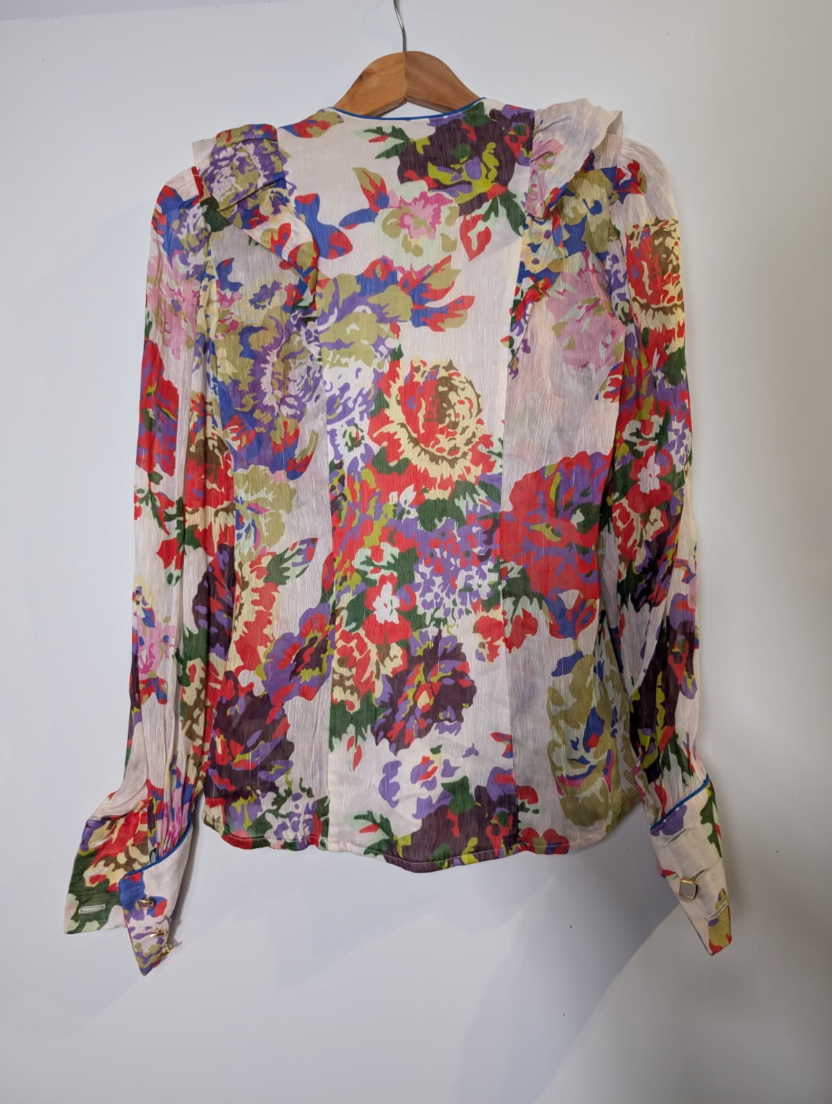 Ginger & Smart Floral Silk Ruffle Blouse - Size L - Image 4