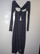 Dion Lee Mesh Ruched Cut-Out Long Sleeve Midi Dress Charcoal Grey AUS 8 - Image 3