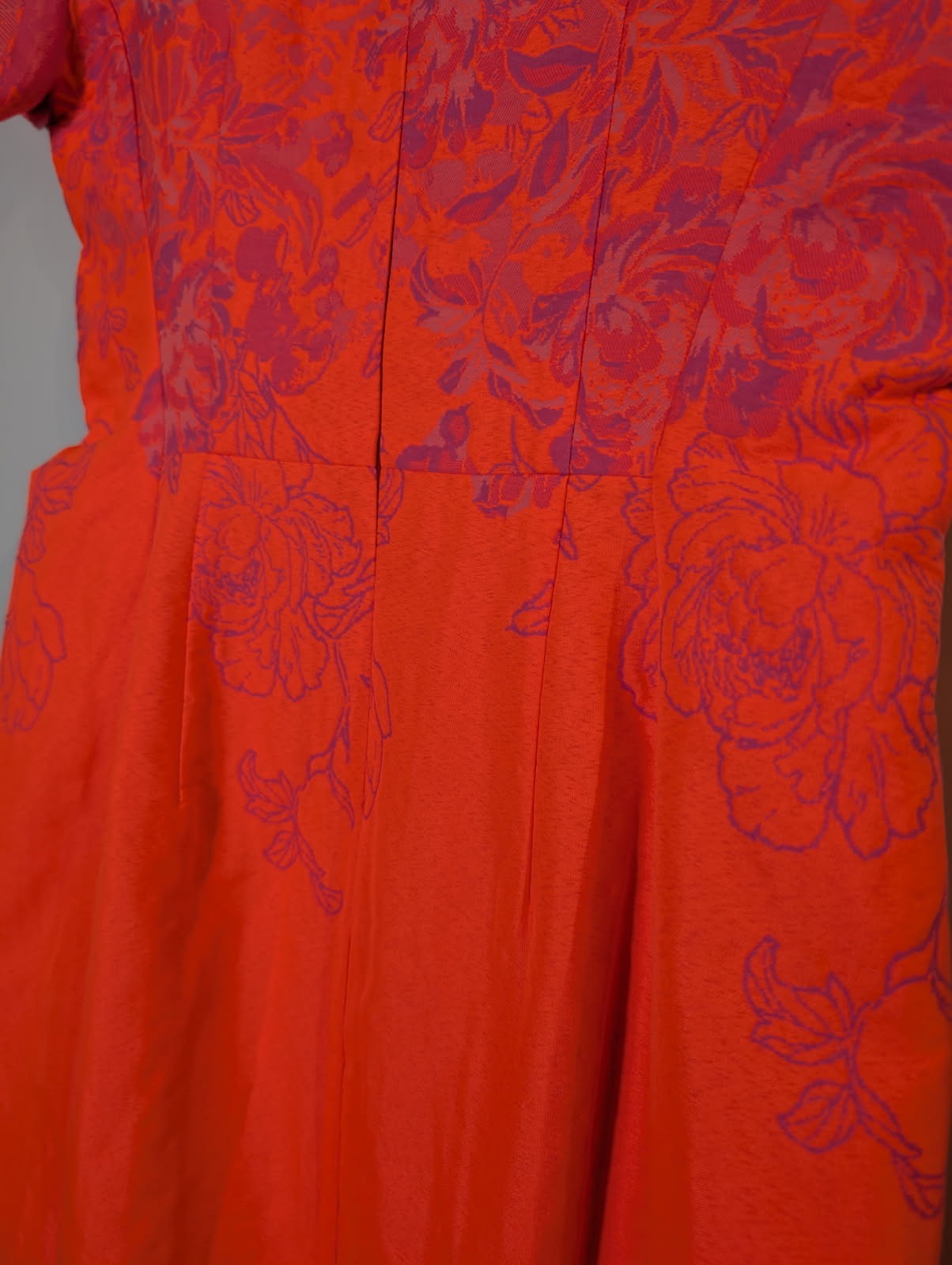 Ginger & Smart Neon Orange Floral Jacquard Dress - Size AU 12 - Image 4