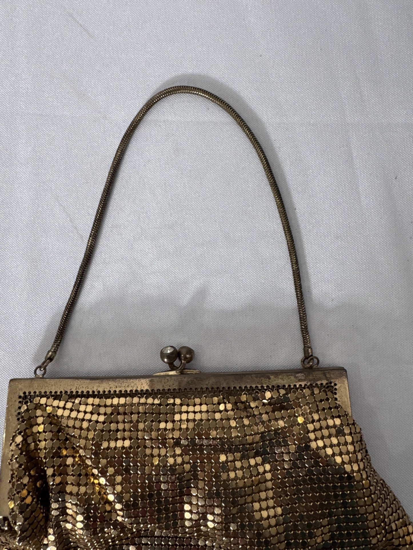 Vintage Gold Tone Metal Mesh Evening Bag Clutch - Image 3