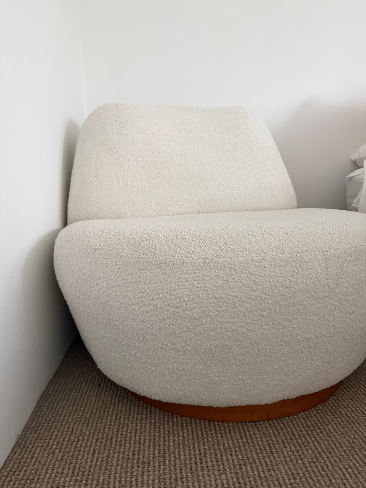 White Bouclé Accent Chair Occasional Chair - Image 4