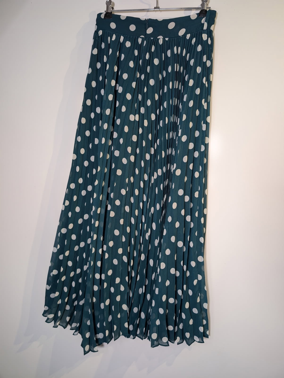Zimmermann Pleated Midi Skirt Dark Green Polka Dot Size 1 - Image 3